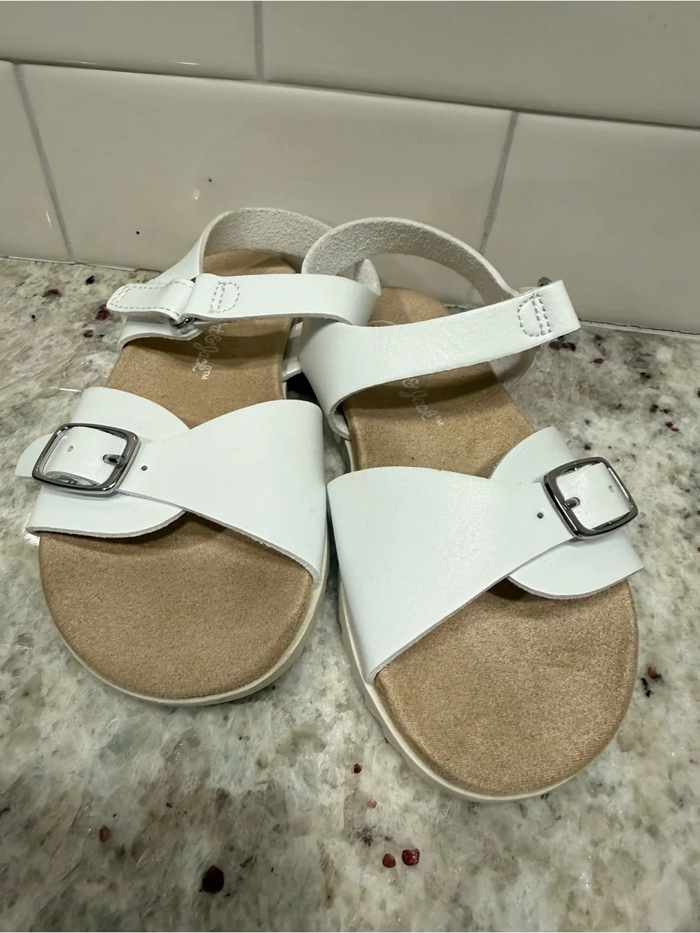 3/$15* Cat & Jack White Buckle Strap Sandals “Sharon” Size 7